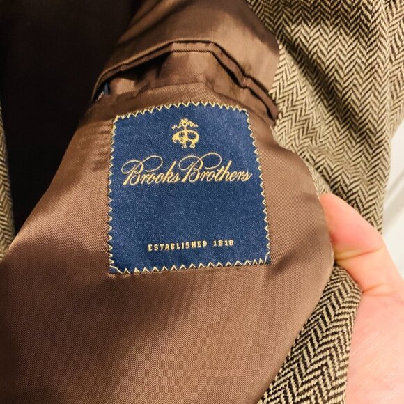 VTG 42 R Brooks Brothers " Brooks Tweed " Brown Speckled Herringbone Made USA - Picture 6 of 16
